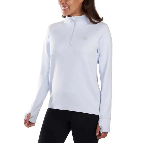 NEW Champion Tech 1/2 Zip Textured Top | Light Blue - Picture 2 of 6